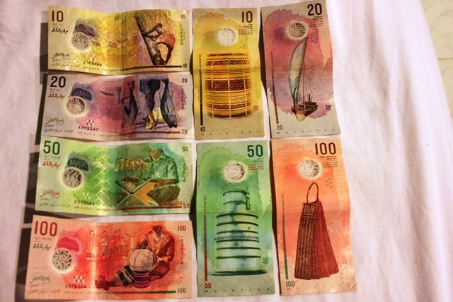 モルディブ通貨の紙幣