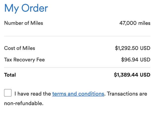 47,000マイル分を購入