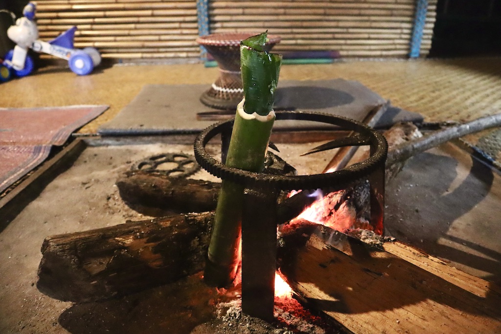 竹を直火