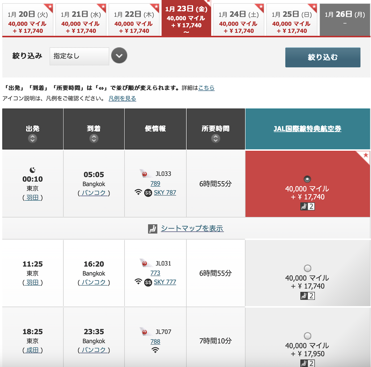 一年後は40,000マイルで乗れる