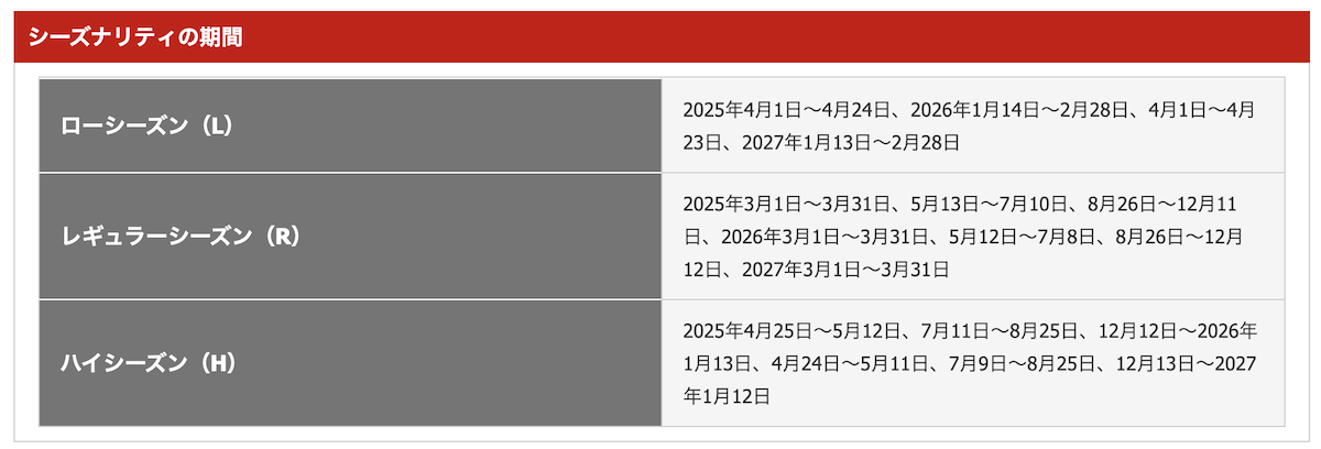 JAL国際線ファースト特典用シーゾナリティの詳細