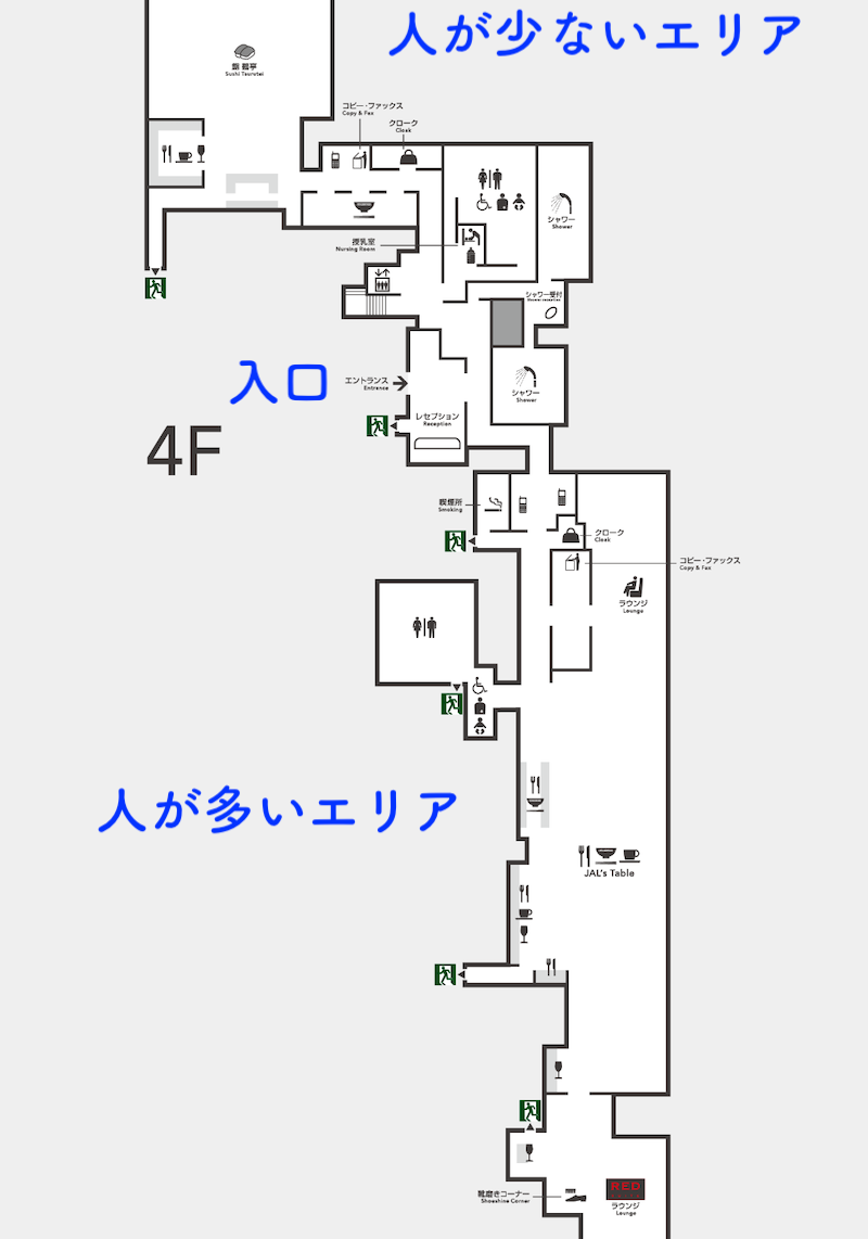 IMG 5709 JALファーストクラスラウンジ4階地図
