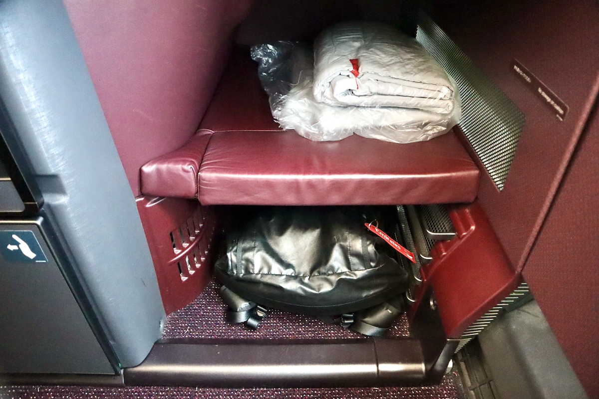 IMG 9330 JALのA350-1000足置き場の下の収納スペース