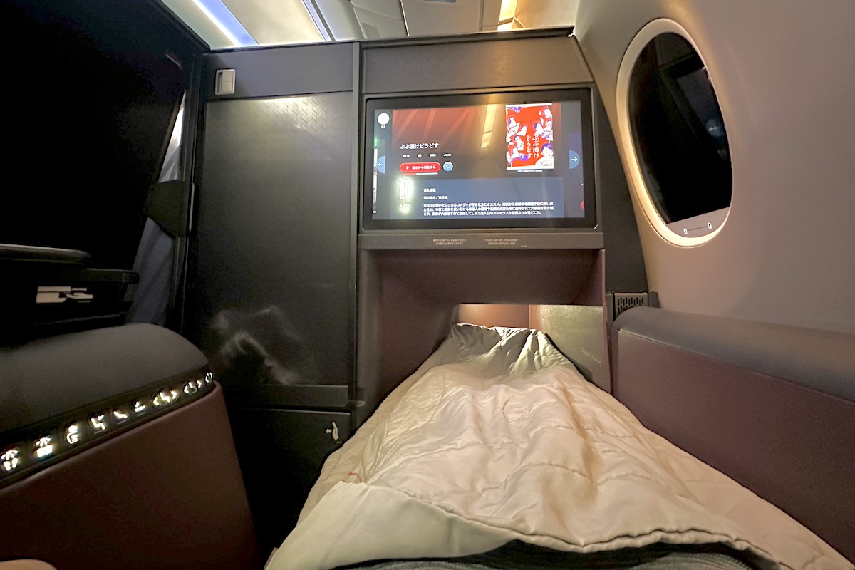 IMG 5970 JALのA350-1000座席はドアを閉めたらプライバシー性満点